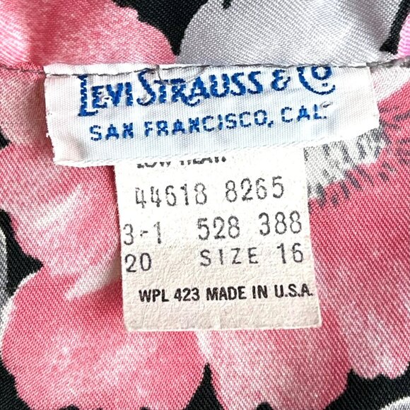 Vintage Levi Strauss Womens Blouse Size 16 Floral Button-Up Pink & Gray VGUC - Picture 2 of 13